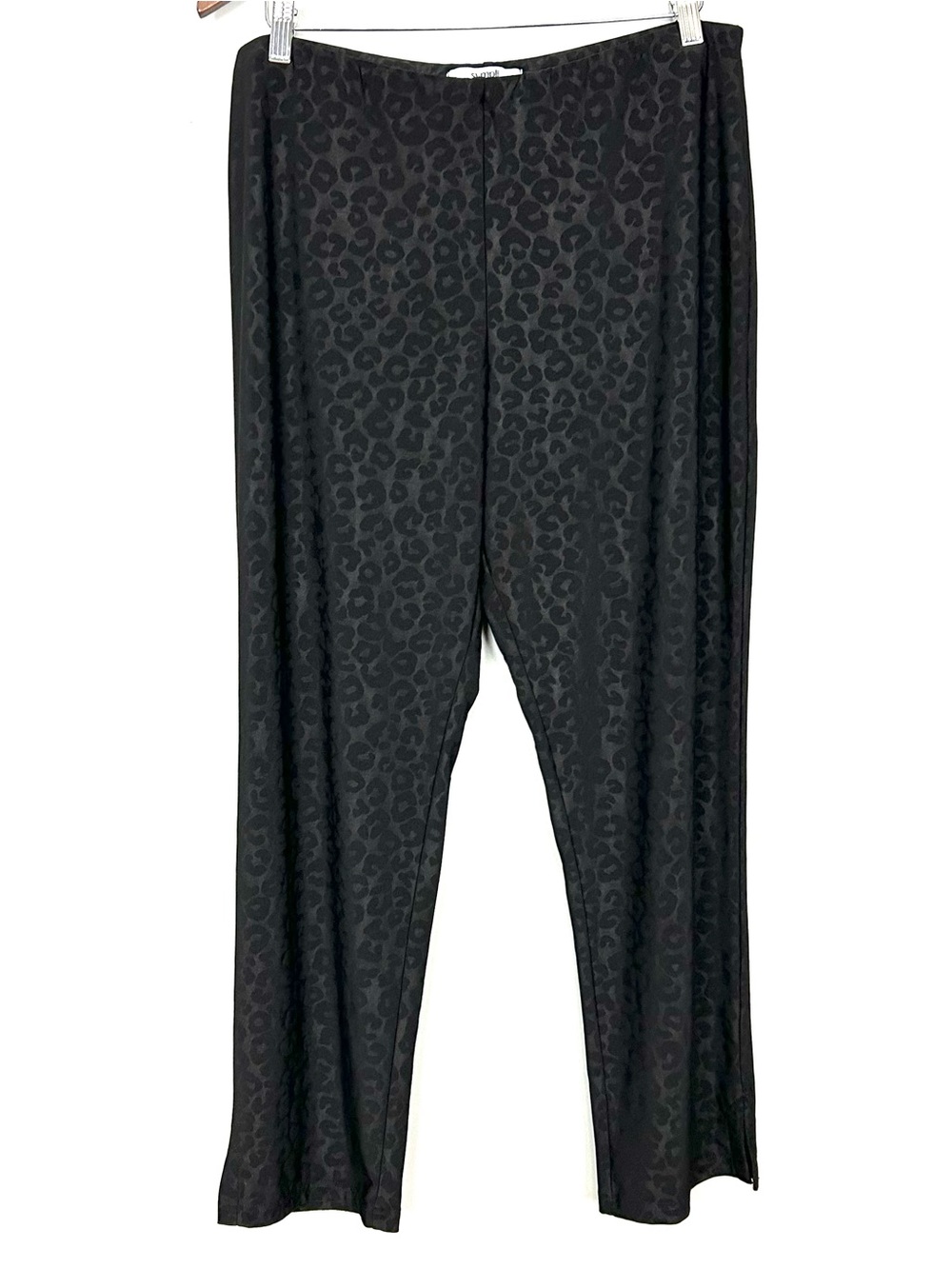 Sympli The Narrow Midi Pant Women’s Size 14 Embossed Leopard Print Stretch Knit